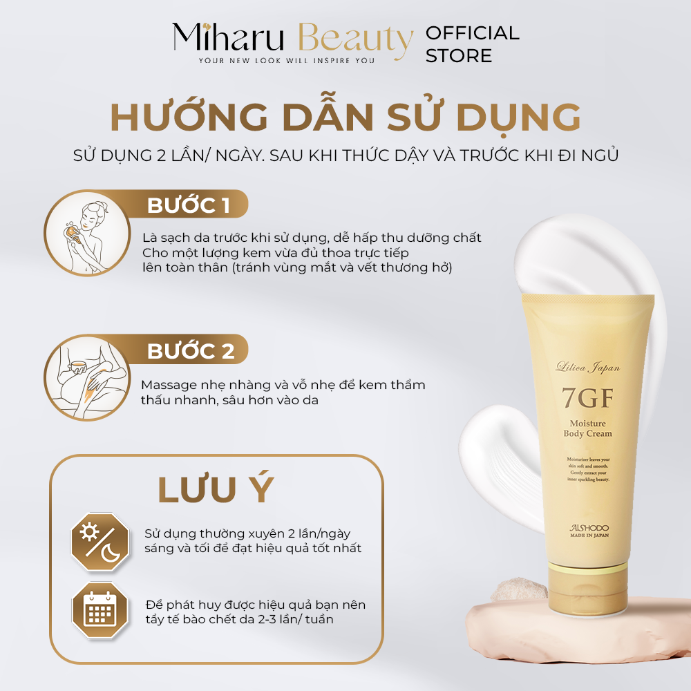Hướng dẫn sử dụng sữa dưỡng thể 7gf body cream
