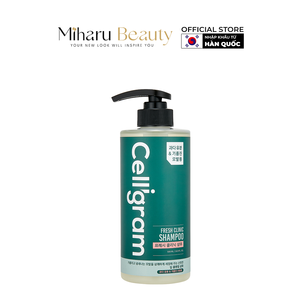 Dầu gội sạch dầu mát lạnh dành cho tóc dầu bết dính - Celligram Fresh Clinic Shampoo