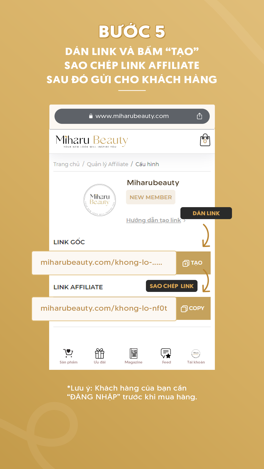 Bước 5: Tạo link affiliate