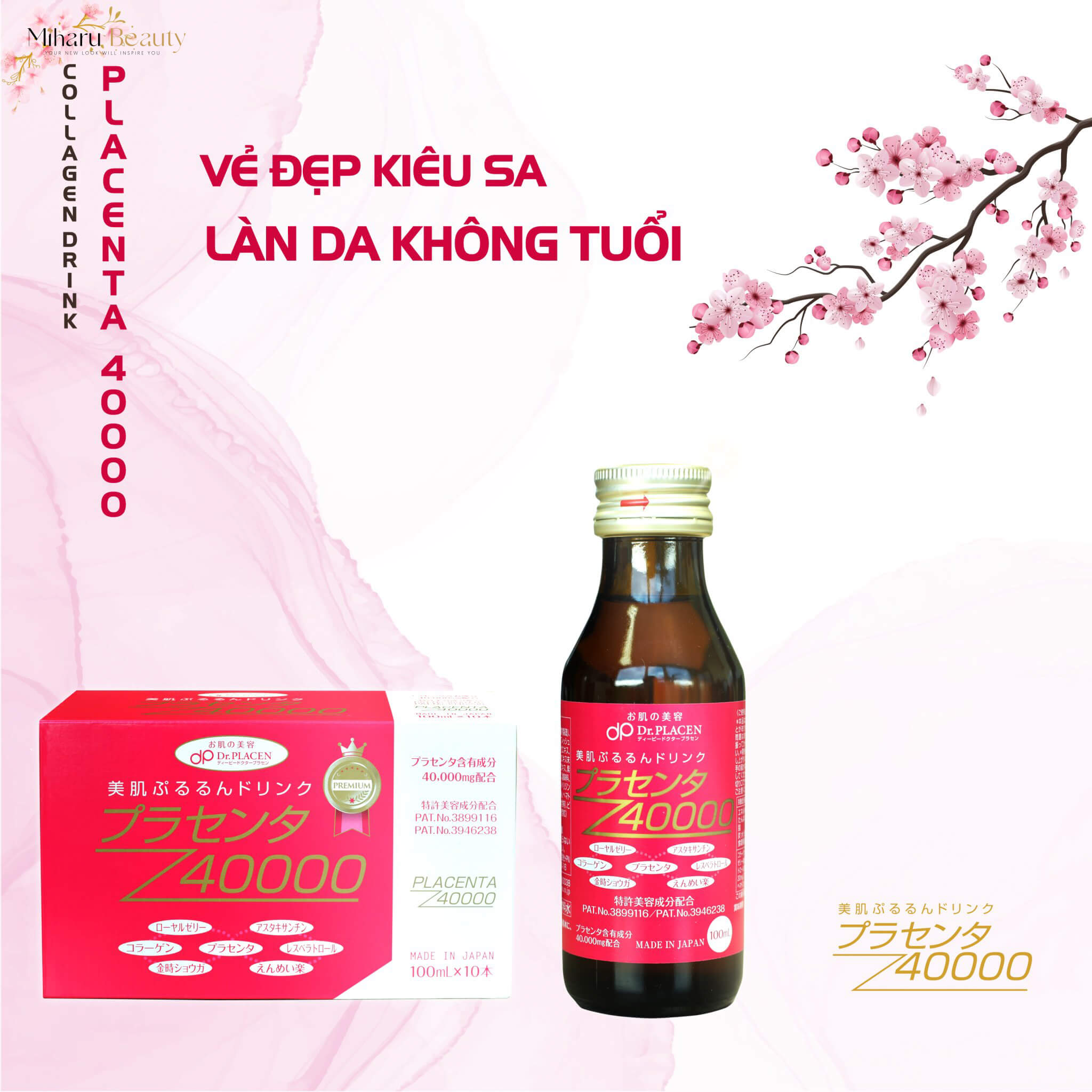 Nước uống đẹp da Placenta 40000 Premium 100ml