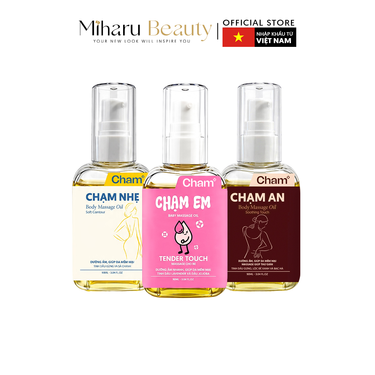 Combo 3 dòng dầu massage - Chạm Em, Chạm An, Chạm Nhẹ