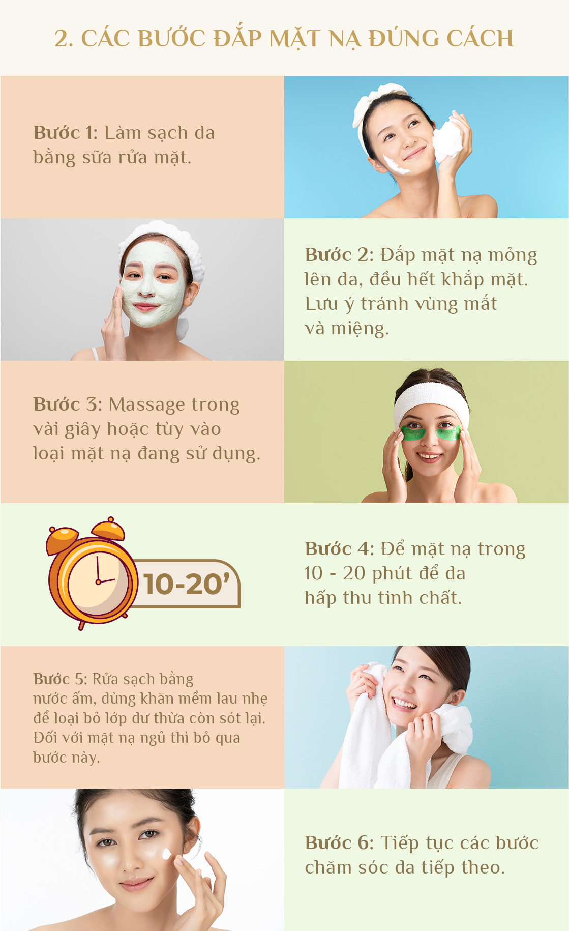 Các bước đắp mặt nạ đúng cách