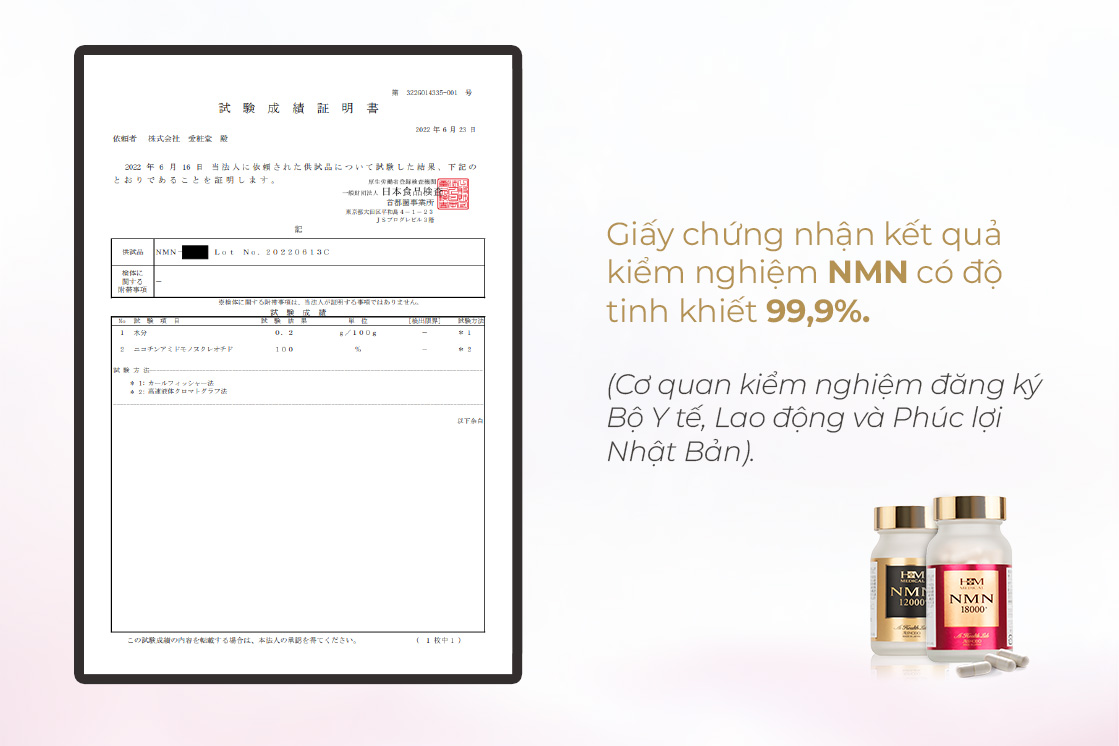 Giấy kiểm nghiệm độ tinh khiết của NMN