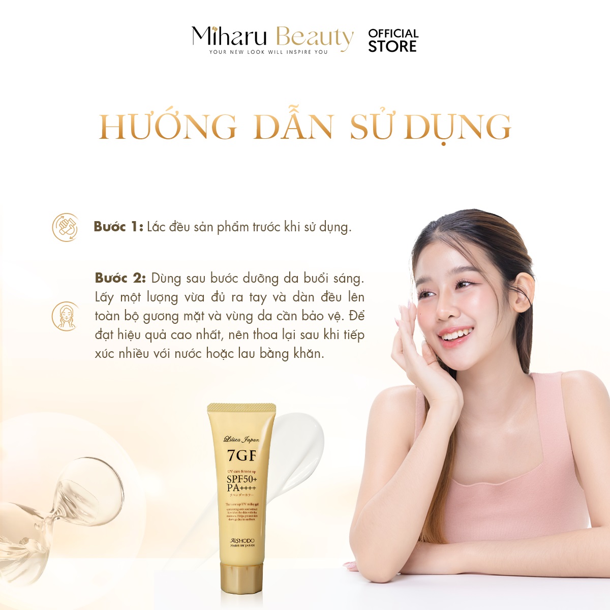 hướng dẫn sử dụng kem chống nắng 7GF