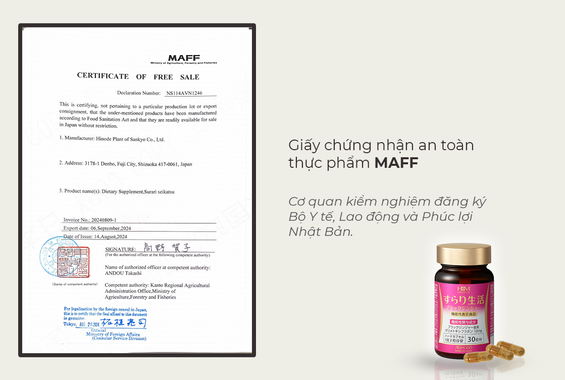 Giấy chứng nhận an toàn thực phẩm MAFF