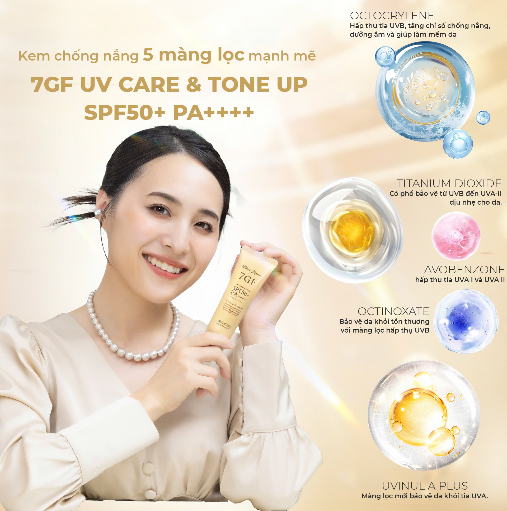 Kem chống nắng 5 màng lọc mạnh mẽ - 7GF UV Care & Tone Up