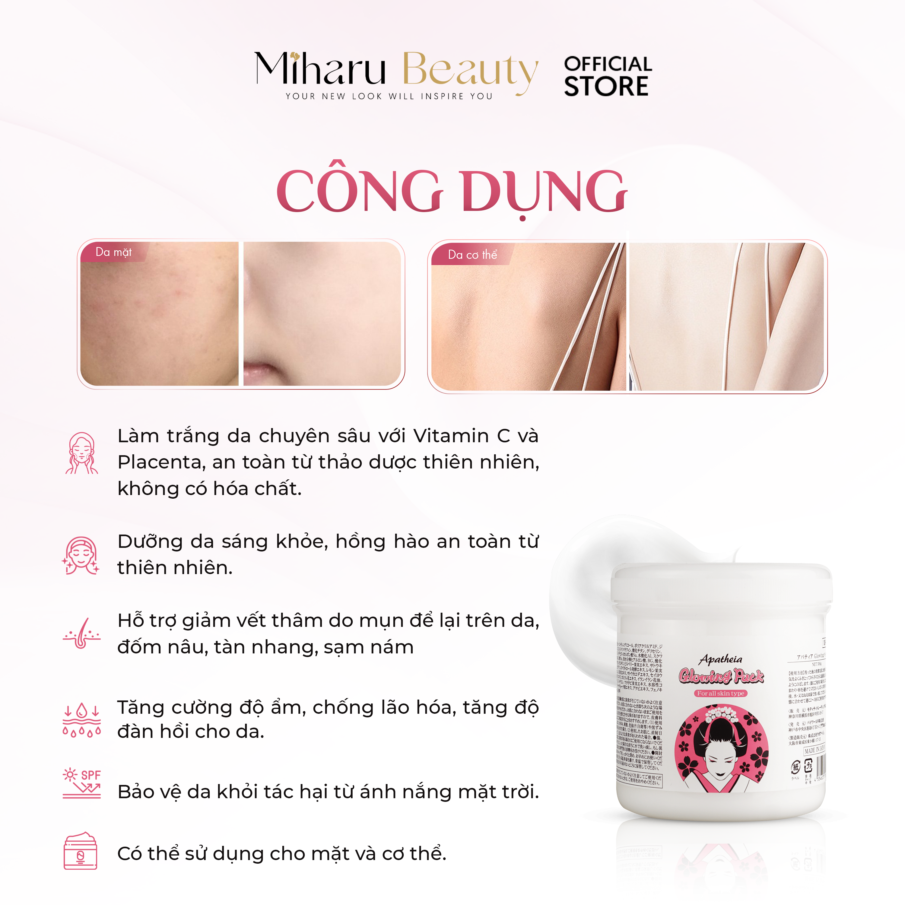 Công dụng sản phẩm ủ trắng toàn thân
