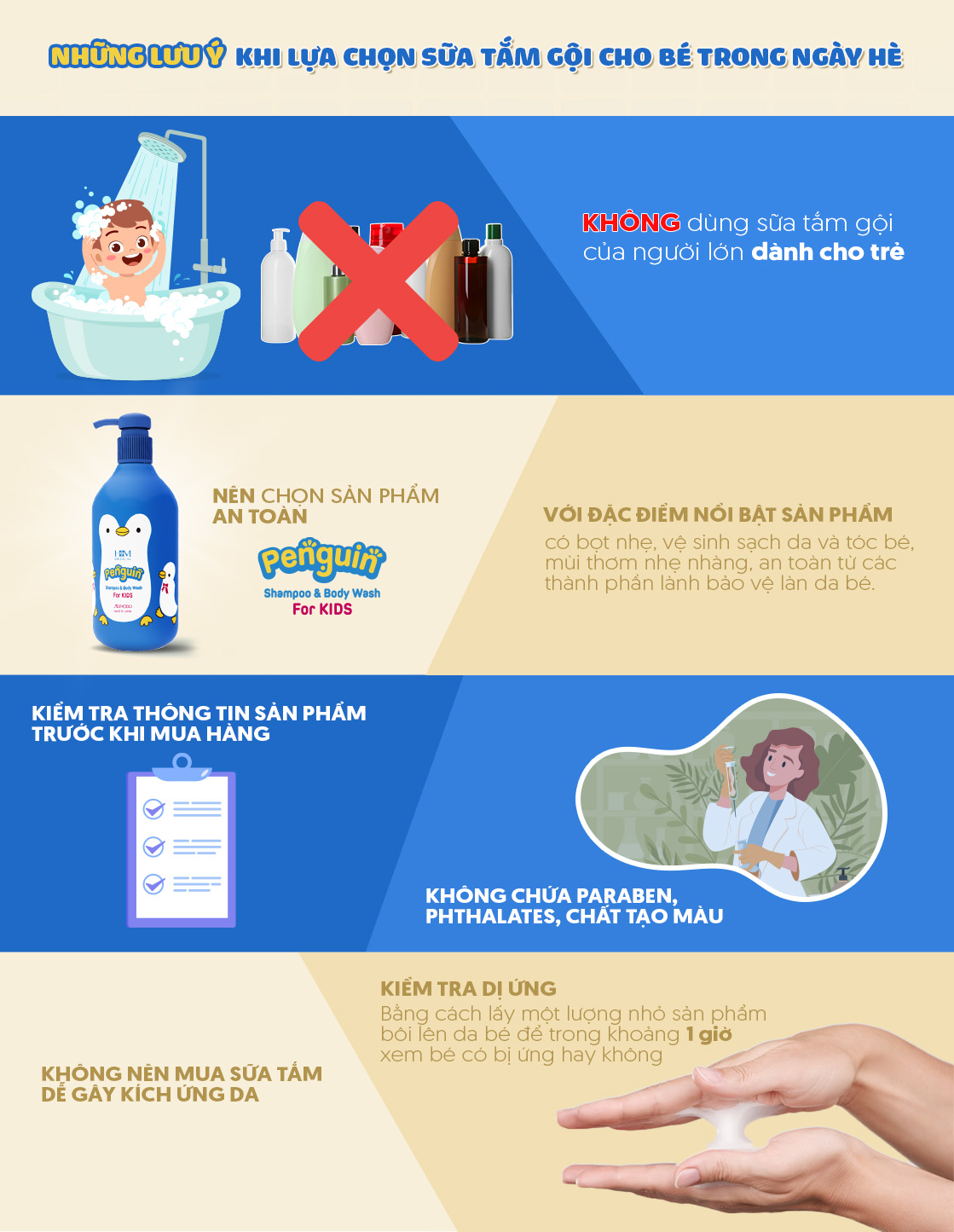Những lưu ý khi lựa chọn sữa tắm gội cho bé trong ngày hè