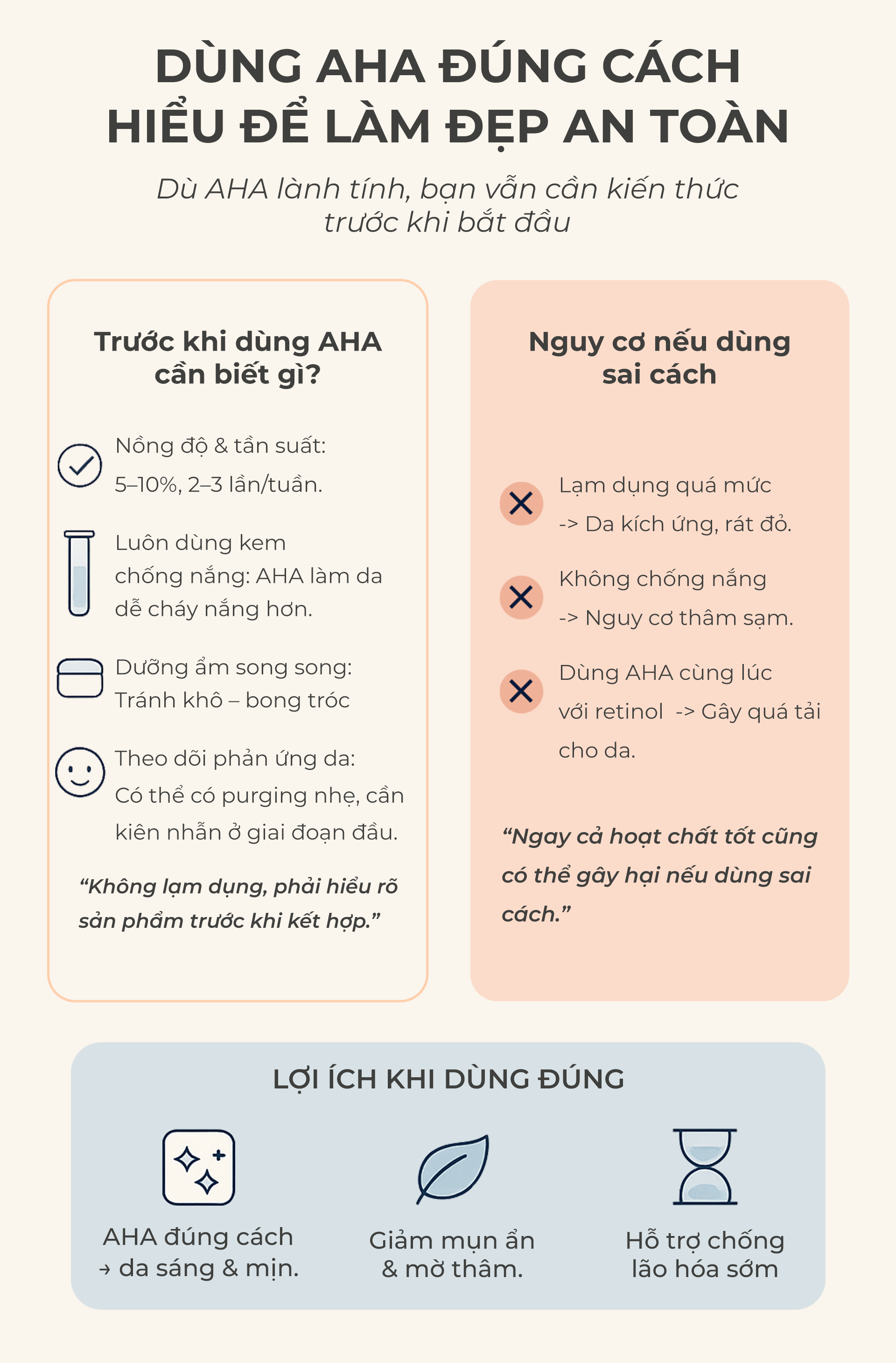 Dùng AHA đúng cách