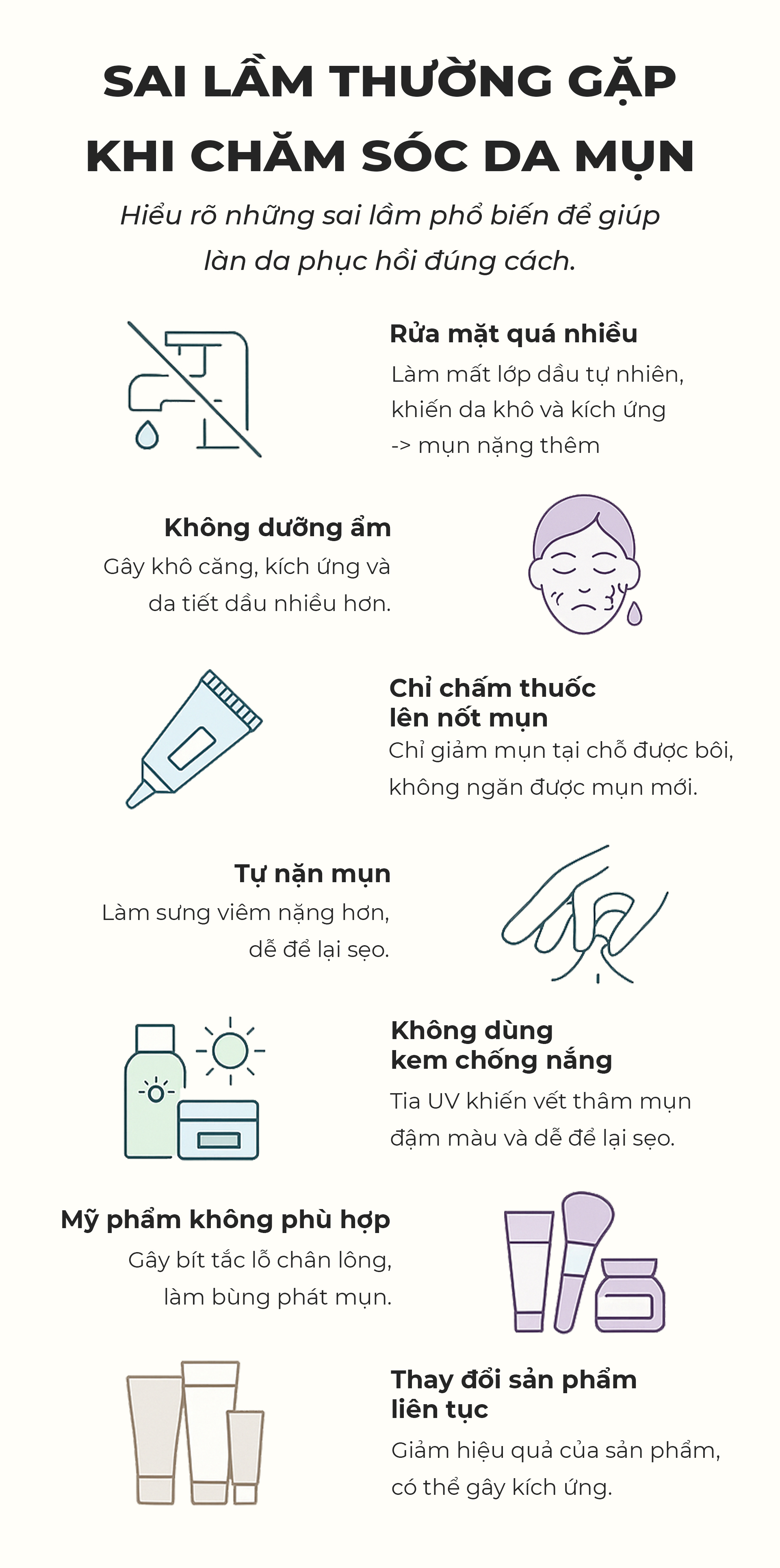 Sai lầm thường gặp khi chăm sóc da mụn.