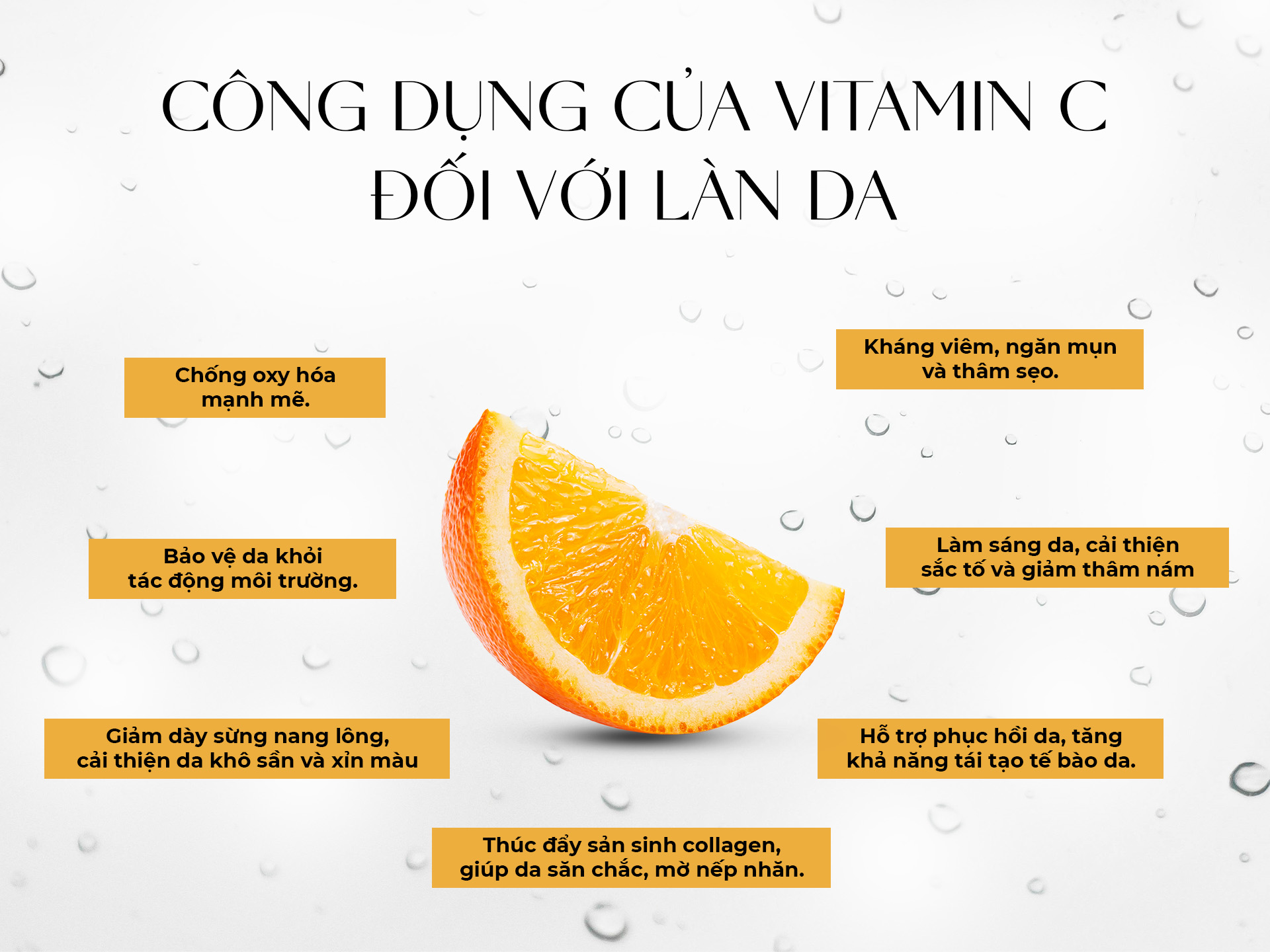Công dụng của Vitamin C đối với làn da.