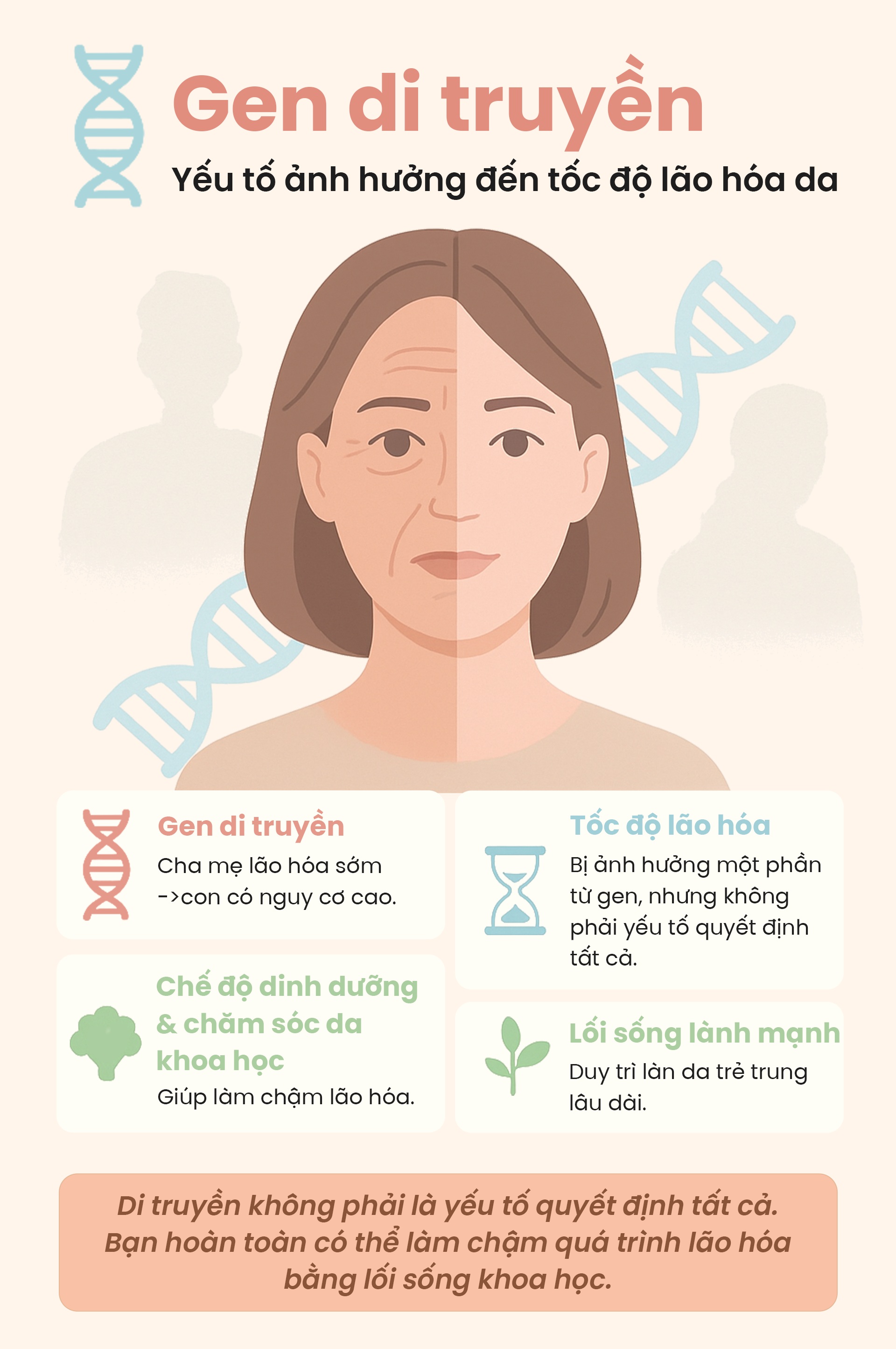 Nguyên nhân làm cho làn da lão hóa sớm - Gen di truyền
