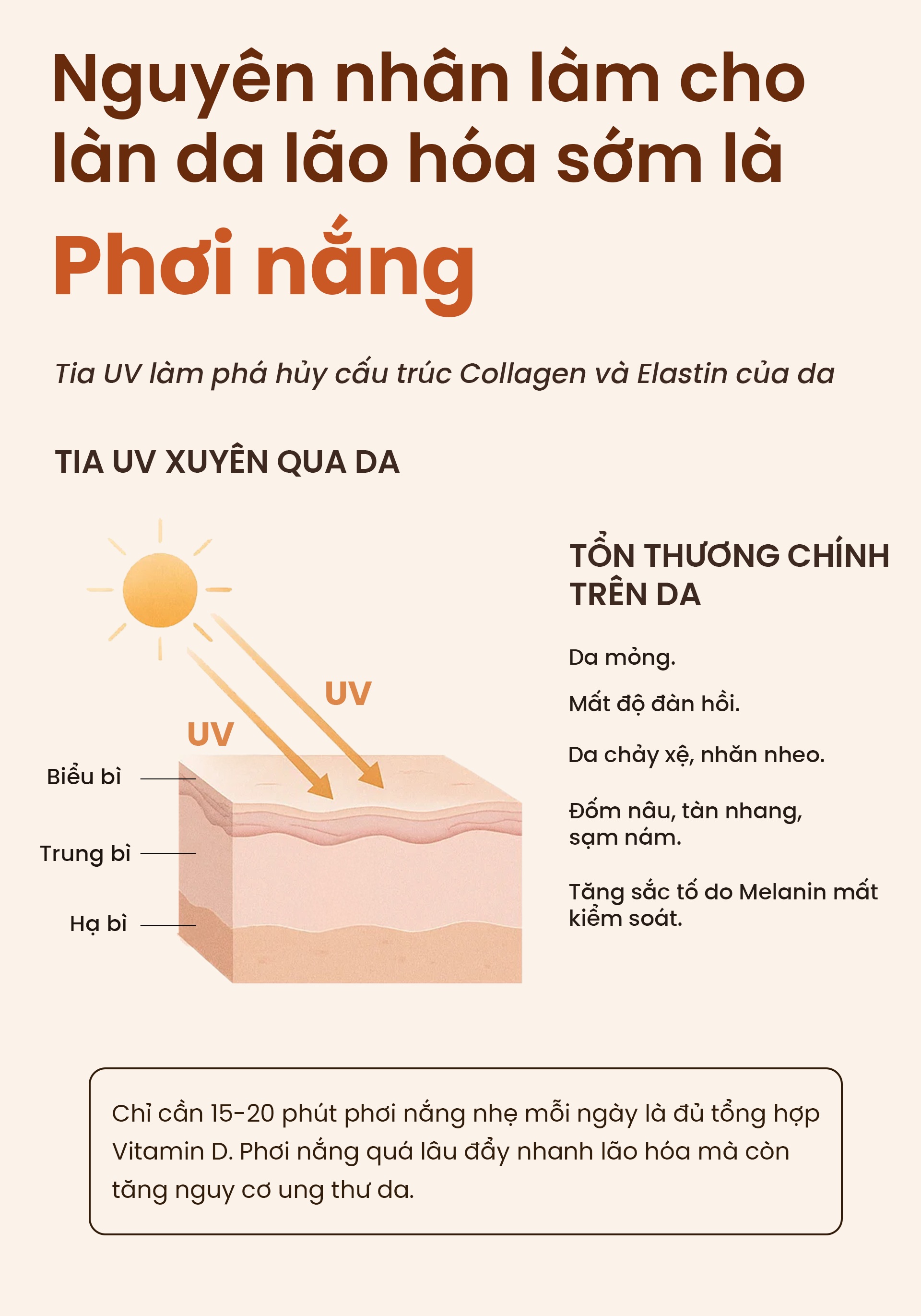Nguyên nhân làm cho làn da lão hóa sớm - phơi nắng
