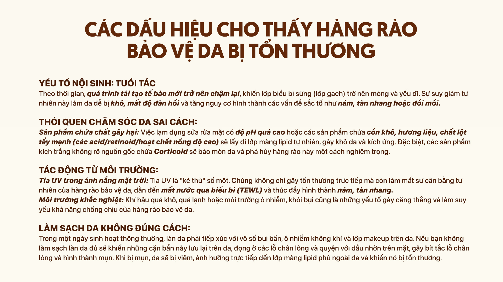 Dấu hiệu hàng rào bảo vệ da bị tổn thương