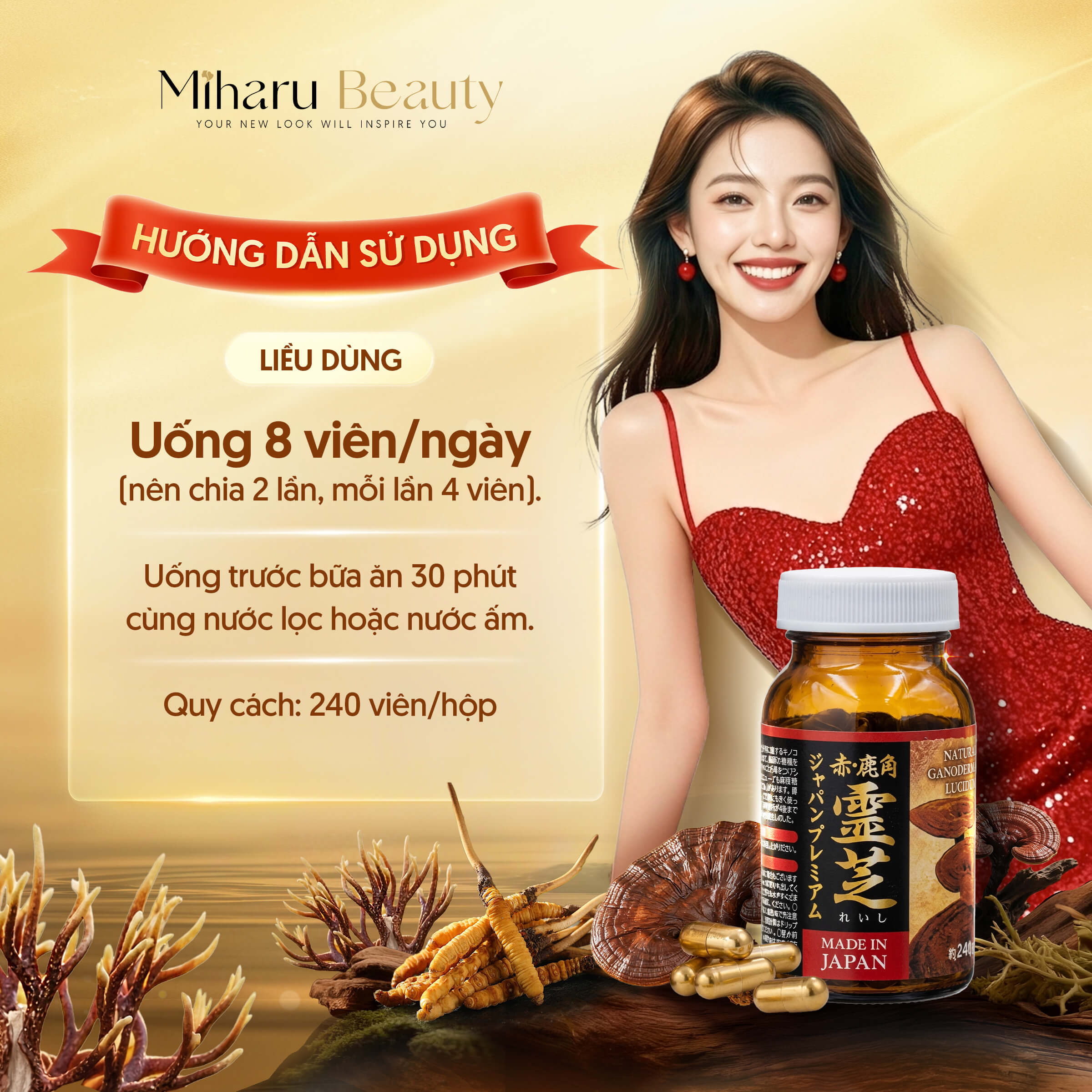 Nấm Linh Chi Sừng Hươu - Natural Deer Horn Reishi
