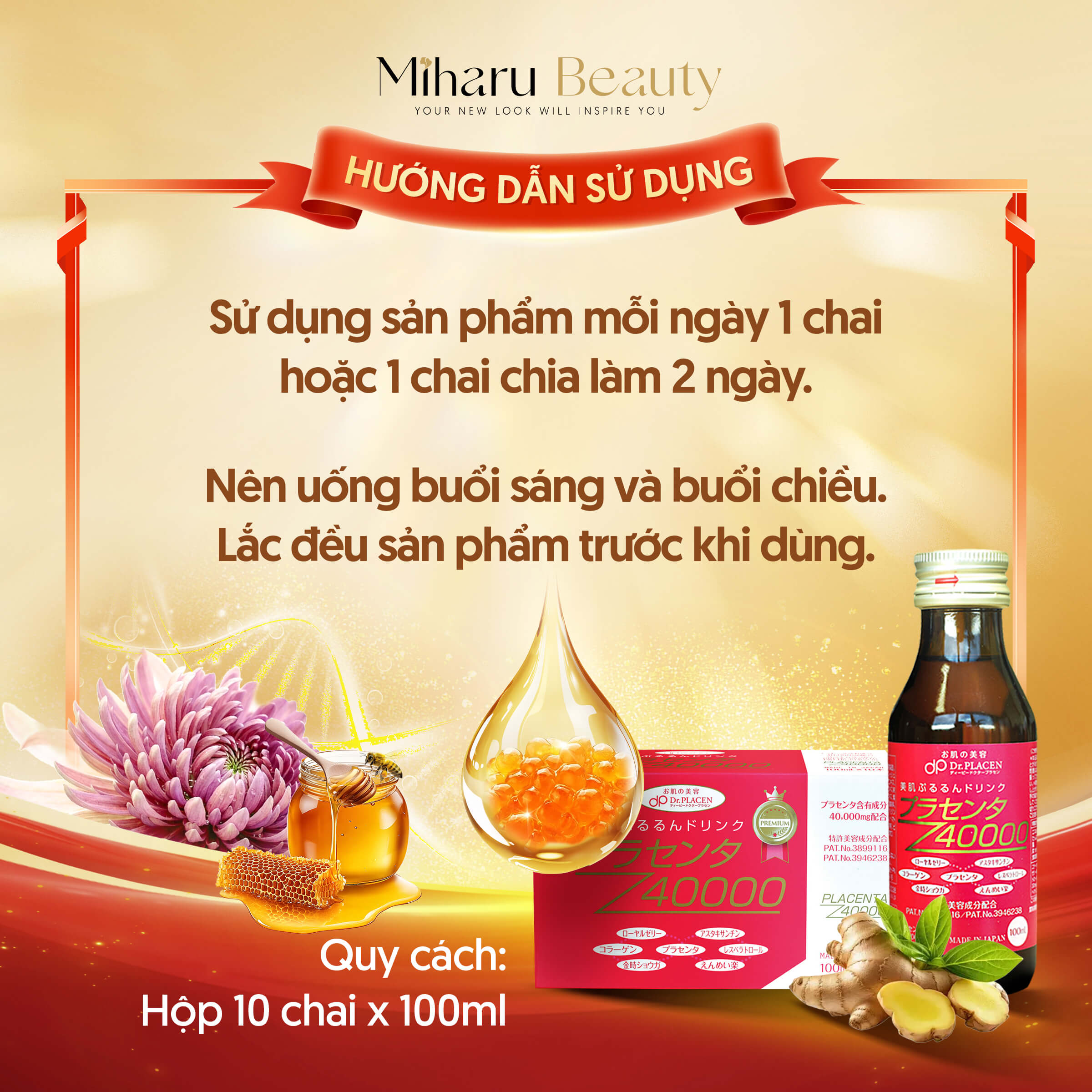 Nước uống đẹp da Placenta 40000 Premium 100ml