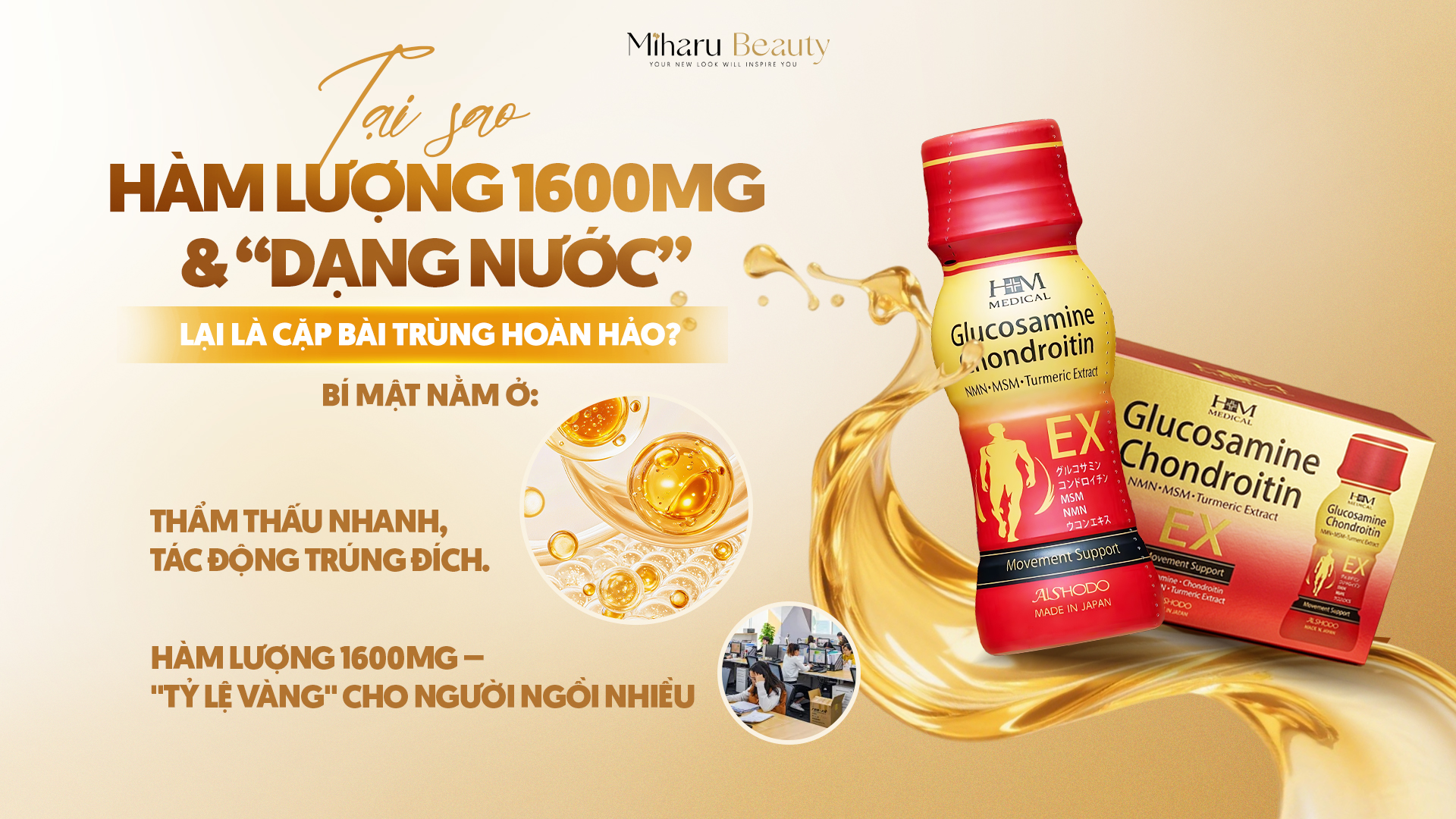 Điều gì khiến Glucosamin 1600mg dạng nước trở thành lựa chọn phù hợp cho dân văn phòng?