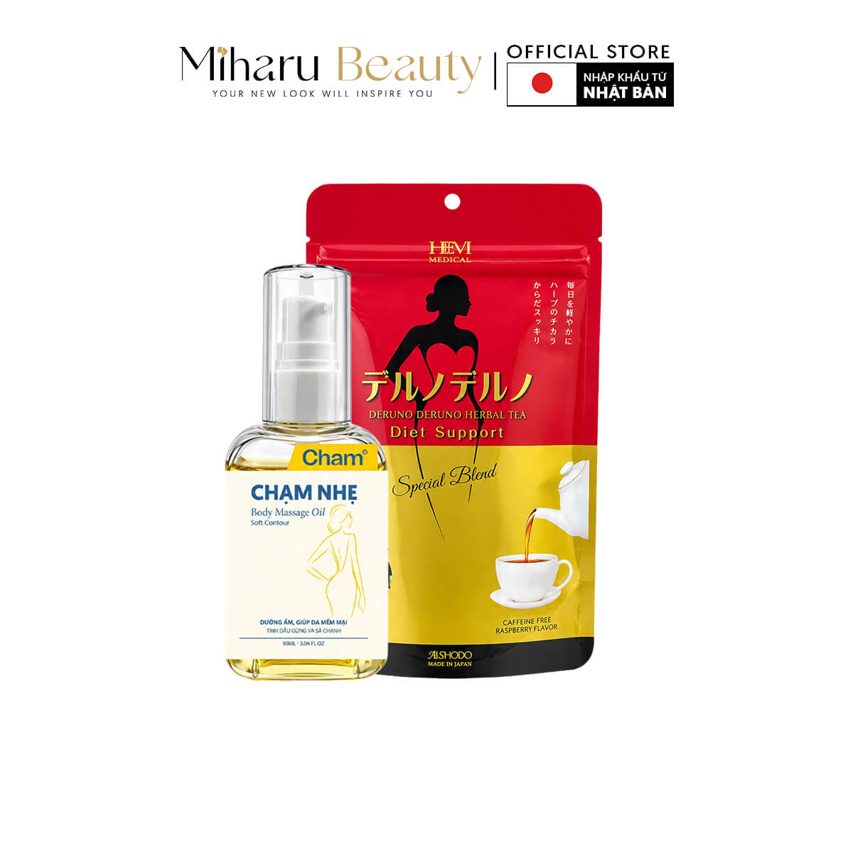 Combo Trà Deruno Deruno, Dầu Massage Chạm Nhẹ